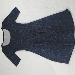 LuLaRoe Black Full Print Short Sleeve Fit And Flare Dress